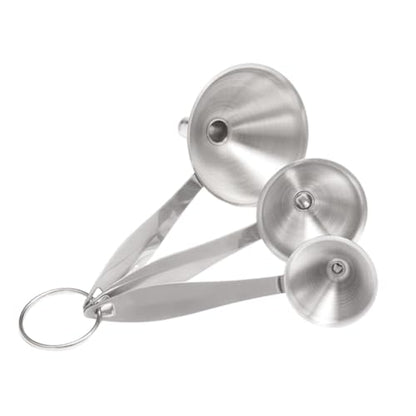 Small Funnels for Filling Bottles-3Pcs Stainless Steel Kitchen Funnel Set,Mini Long Handle Metal Funnels Food Grade Mini Metal Funnel for Powder Oil Fluid Spice