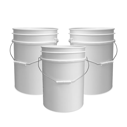 ePackageSupply 5 Gallon Bucket - Food Grade Bucket, Metal Handle Grip, BPA-Free, Heavy-Duty 90 Mil HDPE Plastic Pail, Stackable Utility Container, Made in USA, Lid Not Included, White, 3 Packs - color: White, size: 3 Packs
