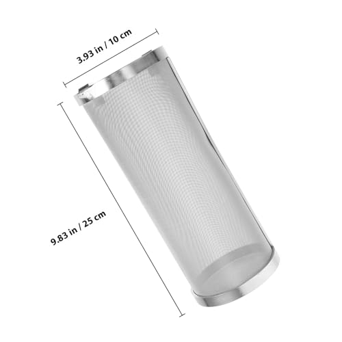 SEWACC Stainless Steel Beer Brewing Strainer Basket 10x25cm Grain Brewing Filter Tube with Dual Hooks Mesh Cylinder for Homebrew Wine