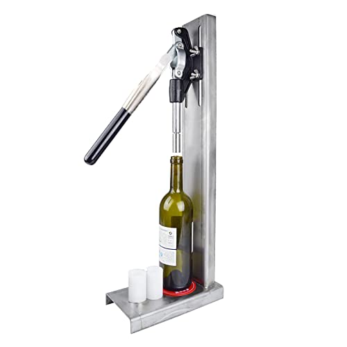 Manual Bottle Capper Tool, Bench Top Stainless Steel Corkers Red Wine Bottle Capper with Two Plastic Size Stoppers and Adjustable Auto Lever for Homebrew Soda Soft Drink Home Brew Beer