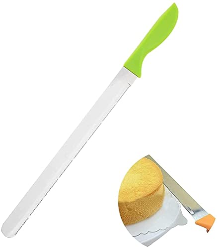 10Inch/12Inch Stainless Steel Cake Knife Plastic Handle Baking Pastry Spatulas Serrated Bread Knife Kitchen Baking Tool (12 inch)
