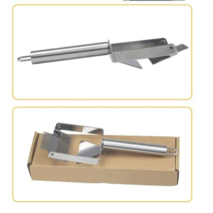 Stainless Steel Honeys Cutting Tool Reverse Hook Uncapping Fork with Ergonomic Handle Bees Hives Scraper Beekeeping Tool