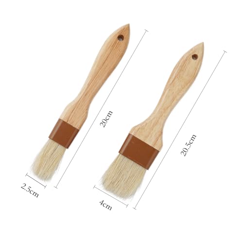 Septe 2Pcs Pastry Brushes for Baking Food Brush Basting Brush with Wooden Handle Cooking Brush for Oil and Sauce (1 Inch, 1.5 Inch) - size: 1 Inch, 1.5 Inch