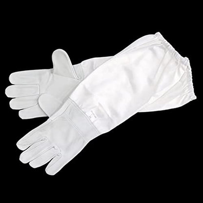Goatskin Leather Beekeeper's Gloves with Ventilated Long Sleeves Elastic Cuffs Beekeeper Protected Gloves Beekeeping (Color : Beige, Size : X-Large) - color: Beige