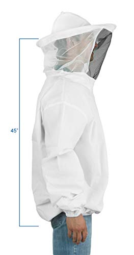 VIVO Professional White Extra Large Beekeeping Suit, Jacket, Pull Over, Smock with Veil BEE-V105XL | Jacket, Pull Over, Smock with Veil, Extra Large - size: X-Large - Jacket