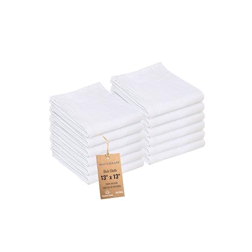 WHITEWRAP Dish Cloths Cotton| Kitchen Wash Cloth| Shop Towels Absorbent and Lint Free Flour Sack| Dishcloths for Kitchen Washing Dishes|Thick Absorbent Quick Dry Dish Rags |12Pack 13"x13" Natural - color: Natural, size: 13"x13"- Pack of 12