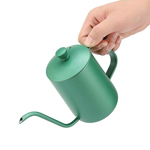 Stainless Steel Coffee Kettle, Gooseneck Spout Teapot, Large Capacity 600ml Kettle with Thermometer & Precision Pouring, Ideal for Coffee Brewing Enthusiasts (Green)