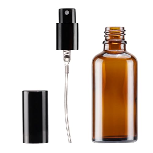 YIZHAO Amber Glass Spray Bottles 2oz, with Small Fine Mist Spray, Metal Cap, Refillable for Essential Oil,Travel,Cleaning,Perfume,Aromatherapy,Makeup – 6 Pcs - color: Amber, size: 50ml-6