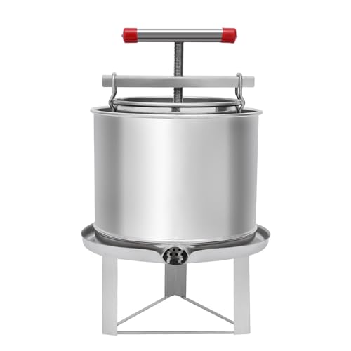 Honey Extractor, 12.6L/532.6 Oz Bee Honey Press Machine With Large Press Plate, Portable Stainless Steel Beekeeping Equipment Tool w/ Uniform Mesh, Large Bee Honey Press Extractor For Farms, Beehives