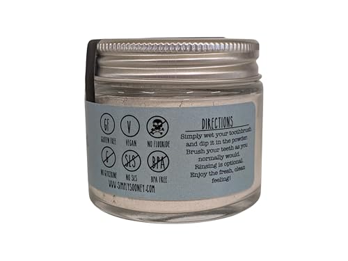 Simply Sooney Remineralizing Vegan Mineral Tooth Powder I Peppermint Nano-Hydroxyapatite Formula I Natural Ingredients I Stronger Teeth 1.5oz Glass Jar (1.5 oz Glass jar)