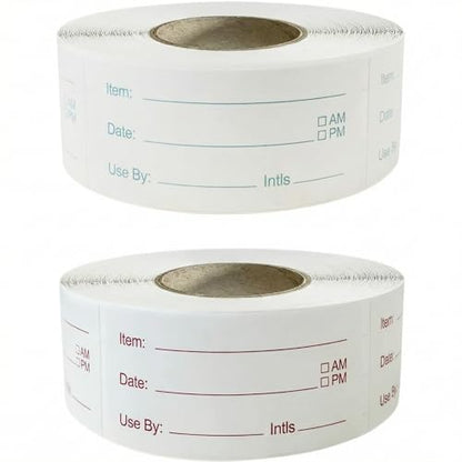 Food Storage Labels, 1 x 2 Inch, 1000 Pieces Removable Freezer Stickers, 2 Rolls