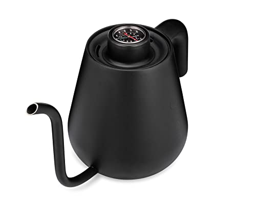 Soma Stainless Steel Gooseneck Coffee & Tea Kettle, Black, 1 Liter, Stovetop