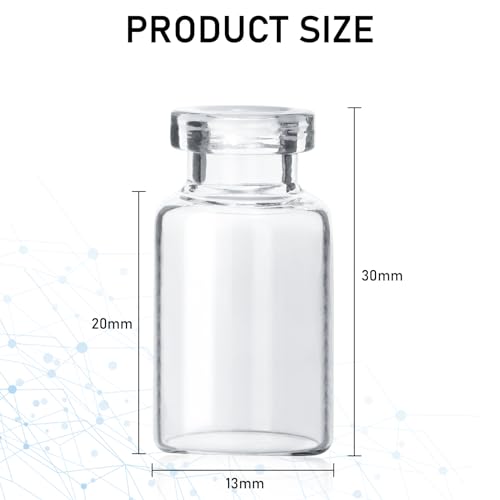 10 Pack 2ml Sealed Sample Vials, Transparent Glass Vials with Self Healing Injection Port (10, 2ML) - size: 2ML