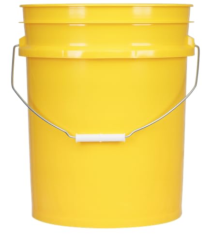 House Naturals 5 Gallon Food Grade Plastic Bucket with Air Tight Screw on Lid Made in USA Container (Yellow Bucket with Black Lid) - color: Yellow Bucket With Black Lid
