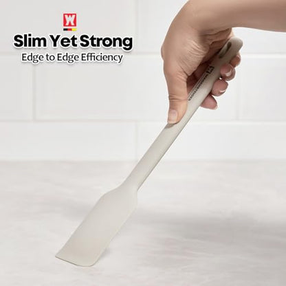 Wagensteiger Light Gray Silicone Scraping Spatula: Cooking Tool with Heat Resistant, Protects Surfaces with Gentle Head Design, Cooking Spatula for Spreading & Mixing, BPA Free (11.22inch x 2.17inch) - size: 11.22inch x 2.17inch