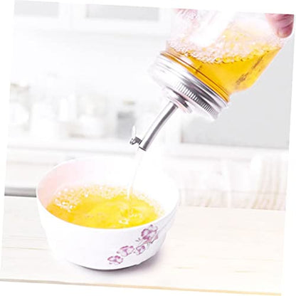 2pcs Stainless Steel Jar Pour Spout Lids Wide Mouth Replacement Lid for Oil Vinegar Liquor Soy Sauce Bottles Easy Pour and Store Leak-resistant Kitchen Accessory
