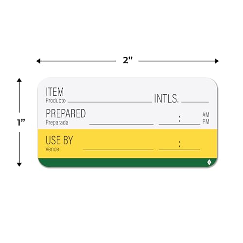 Sutter Signs Shelf Life Stickers for Food Prep – 500 Removable Food Rotation Labels – Bilingual English/Spanish Use By Food Labels – 1" x 2" Roll for Restaurant & Home Kitchen - size: 1" x 2"
