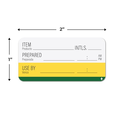 Sutter Signs Shelf Life Stickers for Food Prep – 500 Removable Food Rotation Labels – Bilingual English/Spanish Use By Food Labels – 1" x 2" Roll for Restaurant & Home Kitchen - size: 1" x 2"