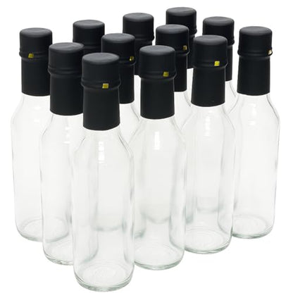 nicebottles Clear Glass Woozy Bottles with Shrink Capsules, 5 Oz, Case of 12 - size: Pack of 12