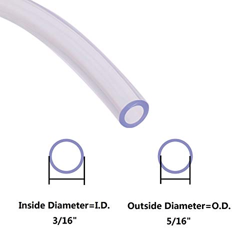 DERNORD PVC Tubing 3/16"ID X 5/16"OD Flexible Clear Vinyl Hose 100 Feet for Food Grade - size: 100 Feet, style: 3/16"ID X 5/16"OD