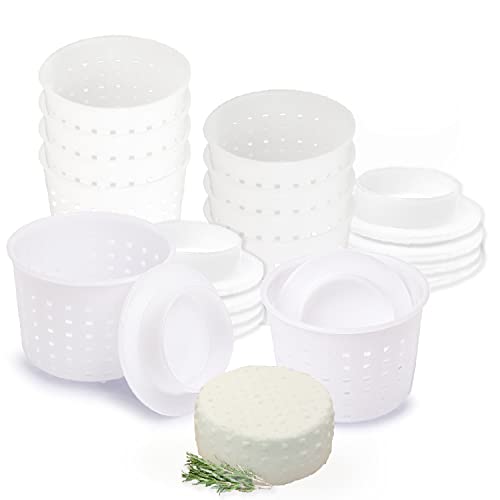 10 pcs Small Cheese Mold for Cheese Making with a Follower 1/3 QT - Cheddar Cheese Making Basket Kit - Homemade Cheese Making Supplies - Hard Cheese Form Molds - Moldes Para Queso Fresco Casero