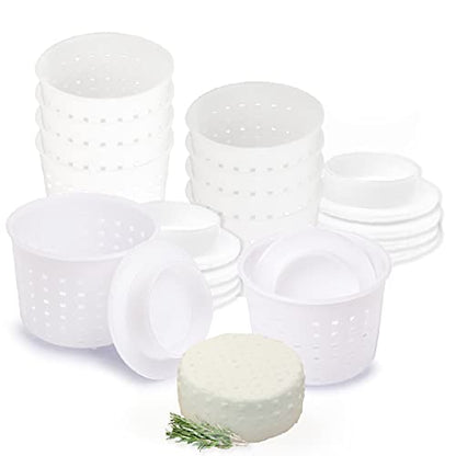 10 pcs Small Cheese Mold for Cheese Making with a Follower 1/3 QT - Cheddar Cheese Making Basket Kit - Homemade Cheese Making Supplies - Hard Cheese Form Molds - Moldes Para Queso Fresco Casero