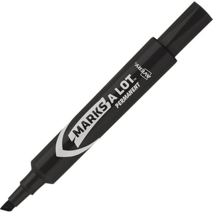 Avery Marks A Lot Permanent Markers, Regular Desk-Style Size, Chisel Tip, 2 Black Markers (07902)