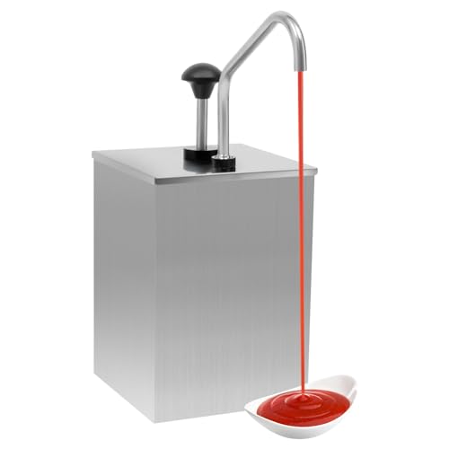 Sauce Dispenser Pump, 4.2 Quart Stainless Steel Condiment Pump for Cheese Hot Fudge Caramel, Commercial Sauce Dispenser for Buffet Bakery Restaurant Coffee Shop