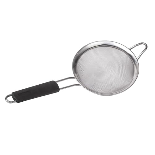 HIC Kitchen Fine Mesh Strainer, 6-Inch, Stainless Steel And Silicone | Support Handle, Silicone Comfort Grip, Fine Mesh Filtration, Non-Reactive, Dishwasher Safe - size: 6-Inch