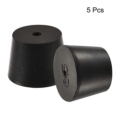 MECCANIXITY Rubber Tapered Plug 27mm to 34mm with Hole Test Tubes Bungs Stopper Black for Lab Home 5 Pieces - size: 27mm - 34mm