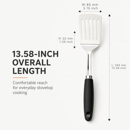 Stainless Steel Slotted Turner Spatula, Metal Spatula for Cast Iron & Stainless Steel Pans, Thin Edge Kitchen Turner for Eggs, Pancakes, Burgers, Dishwasher Safe - color: A-Turner Spatula