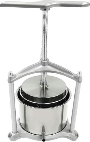 Fruit Wine Press 3L / 6L Manual Wine Press Fruit Cider Grinder Dual Stainless Steel Barrels, Manual Press Machine with T-Handle, for Cider Cheese Herb Vegetables~/