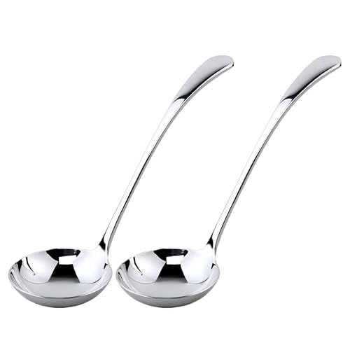 Small ladle,Gravy Ladle,Soup Sauce 18/10 Stainless Steel 7.9‘’ Ladle (2 Pack,Silver).