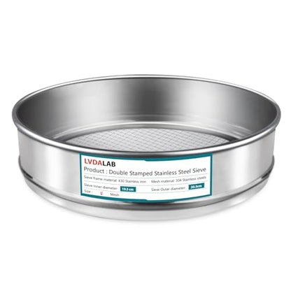 304 Stainless Steel Mesh Lab Sieve, 4 Mesh(4.75mm) Aperture Test Sieve, 7.9Inch(20cm) Diameter Economy Standard Analysis Sample Test Sieves for Industrial Laboratory Homes - size: 4Mesh(4.75mm)/Ф7.9in