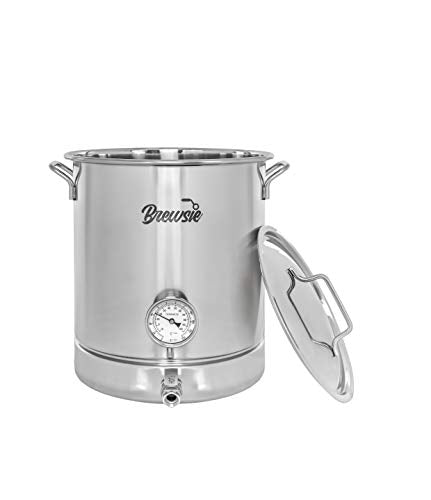 BREWSIE Stainless Steel Home Brew Kettle w/Dual Filtration. Equip with False Bottom Thermometer and Ball Valve for Brewing (8 Gal/ 32 QT)… - size: 8 Gal/ 32 QT