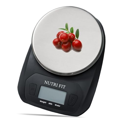 NUTRI FIT Digital Food Scale Small Kitchen Scales Weight in Grams and OZ for Cooking Baking Weight Loss, Stainless Steel Tare & Backlit LCD Display, Black - color: Elegant Black