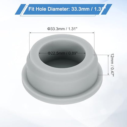 uxcell Silicone Rubber Plug, High Temp Round Hole Plug Waterproof Rubber Stopper Pipe End Caps Fit 33.3mm/1.31" for Bathtub Bottle Sealing, Grey - size: 33.3mm/1.31"