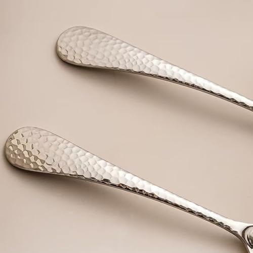 7.08 Inch Gravy Ladle, Premium 18/10 Stainless Steel Hammered Small Ladle for Serving Soup, Sauces, Gravies, Silver