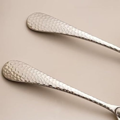 7.08 Inch Gravy Ladle, Premium 18/10 Stainless Steel Hammered Small Ladle for Serving Soup, Sauces, Gravies, Silver