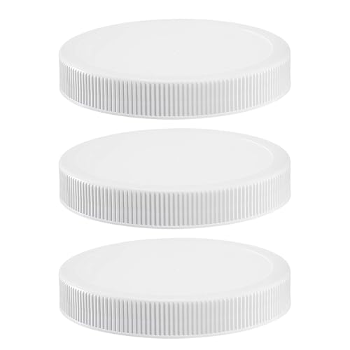 120mm (4 7/8 ") Fit - (3 Pack) Large White Plastic Lids for 1 Gallon Wide Mouth Glass & Plastic Jars – PE Foam Liner, Food-Grade, Leak-Resistant Caps (Jars Not Included) by The Kombucha Company - color: White
