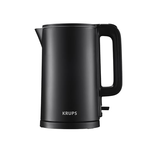 KRUPS 1.5L Electric Kettle Stainless Steel Cool Touch Interior, Fast Boiling, One Cup in 80 Seconds, Double Wall, Auto Off, Keep Warm, Hot Water Kettle Electric, Cordless, Black/White - style: Cool Touch Kettle