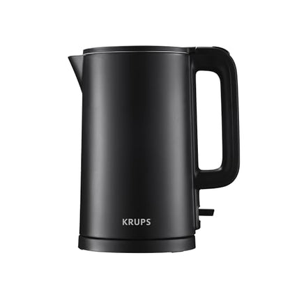 KRUPS 1.5L Electric Kettle Stainless Steel Cool Touch Interior, Fast Boiling, One Cup in 80 Seconds, Double Wall, Auto Off, Keep Warm, Hot Water Kettle Electric, Cordless, Black/White - style: Cool Touch Kettle
