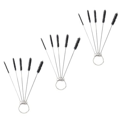 Antrader 15Pcs 4 Inch Nylon Tube Brushes Set Straw Straw Brush Kit Carb Carburetor Cleaner Small Wire Brush Cleaning Brushes Clean Tools Black