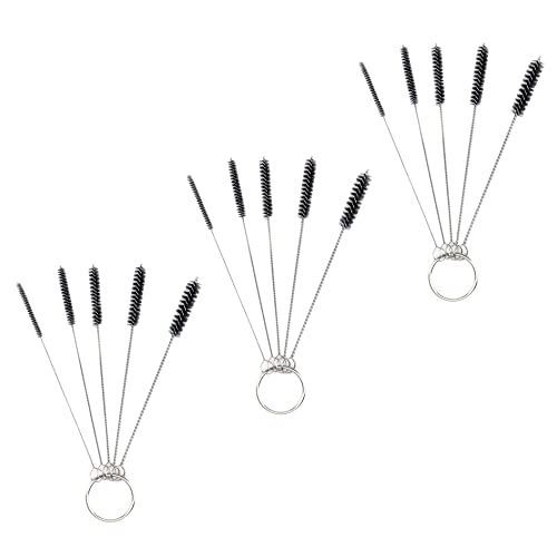 Antrader 15Pcs 4 Inch Nylon Tube Brushes Set Straw Straw Brush Kit Carb Carburetor Cleaner Small Wire Brush Cleaning Brushes Clean Tools Black