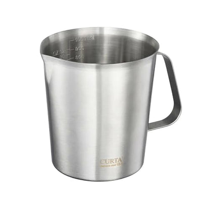 CURTA 18/8 Stainless Steel Measuring Cup with Handle and Pour Lip 32 OZ (4 Cup, 1000 ML) - color: Flat Handle, size: 32 OZ (4 Cup, 1000 ML)