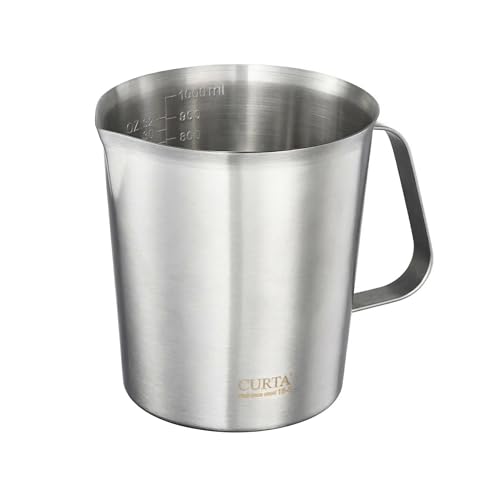 CURTA 18/8 Stainless Steel Measuring Cup with Handle and Pour Lip 32 OZ (4 Cup, 1000 ML) - color: Flat Handle, size: 32 OZ (4 Cup, 1000 ML)