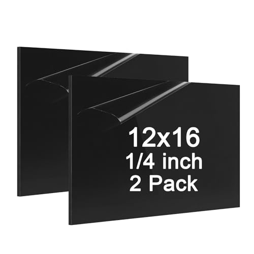 ABS Plastic Sheet 1/4 Inch Thick - 2PACK 12" x 16" Black Rigid ABS Board Impact Resistant Heat Moldable ABS Plastic Panel for Industrial DIY Projects, Home Decor, Handicrafts - (Frosted & Smooth) - size: 12x16x1/4 inch
