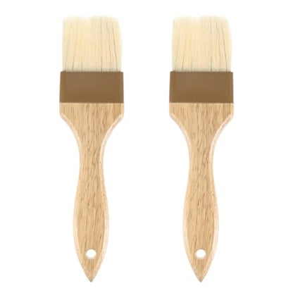 M METERXITY 2-Pack Pastry Brush, Wooden Handle Natural Bristle Basting BBQ Oil Brush for Cooking/Barbecue/Kitchen [2"] - size: 2"