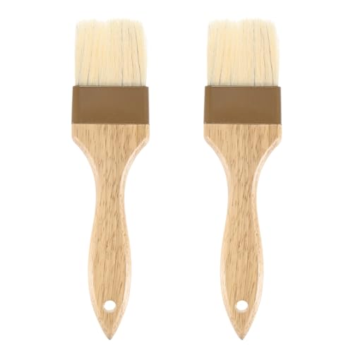 M METERXITY 2-Pack Pastry Brush, Wooden Handle Natural Bristle Basting BBQ Oil Brush for Cooking/Barbecue/Kitchen [2"] - size: 2"