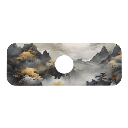 Kitchen Sink Faucet Mat Splash Guard, Chinese Style Ink Painting Of Mountain Pine Trees Super Absorbent Drying Mat, Non-Slip Drain Pad for Bathroom Counter - color: Ink Painting